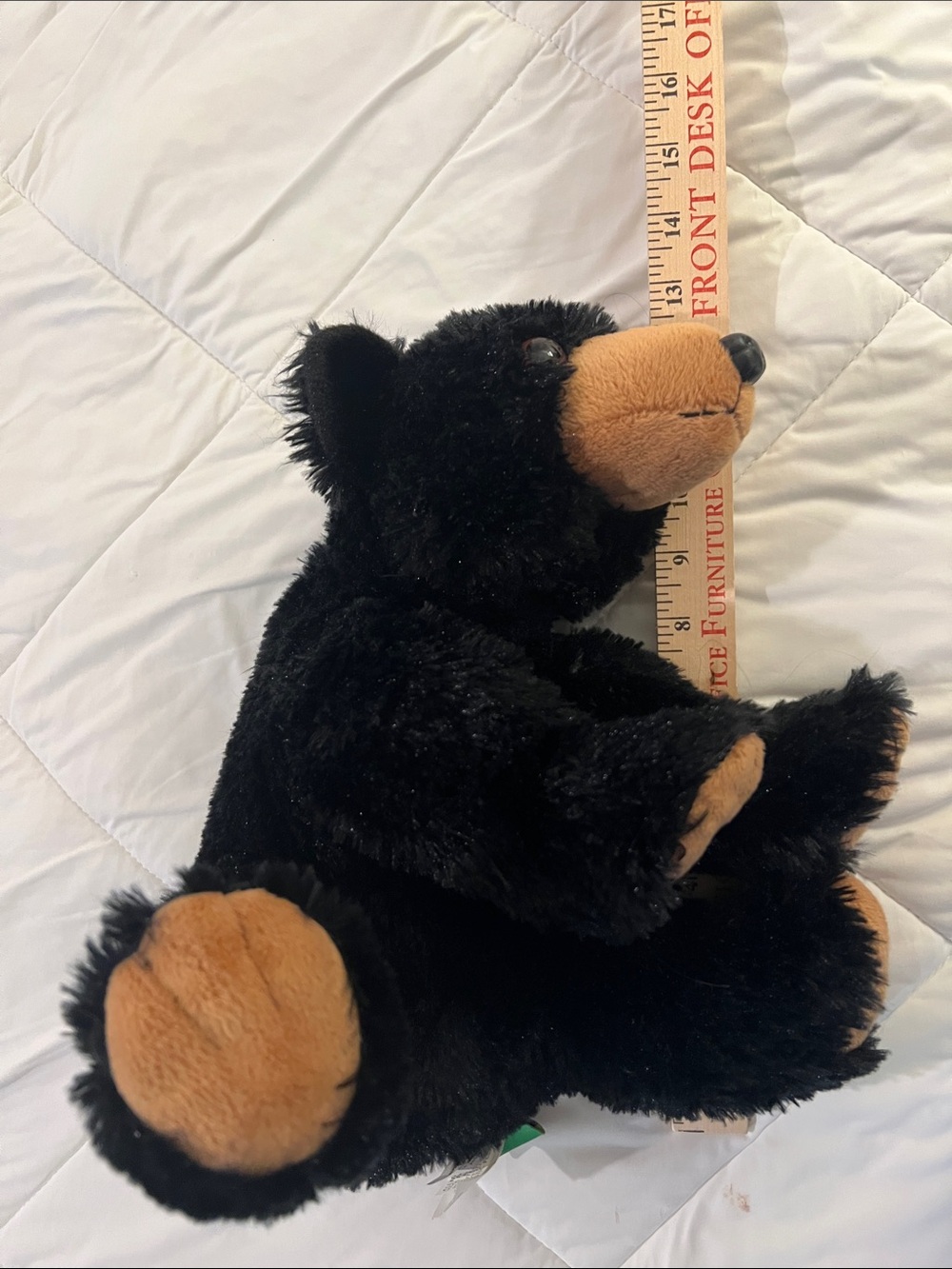 Black and Tan Plush Bear Stuffed Animal - Soft Cuddly Kids Toy
